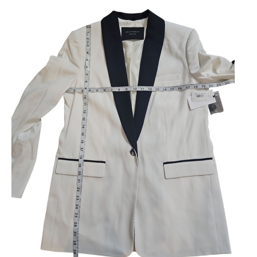 NWT Equipment Quincy Shawl Collar Blazer White Black Sz 8 - Picture 9 of 13